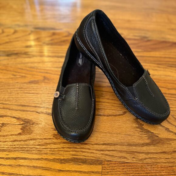 Clarks Women's 11M Black Ashland Scurry Clogs Slip On Leather Comfort Round Toe - Picture 5 of 15